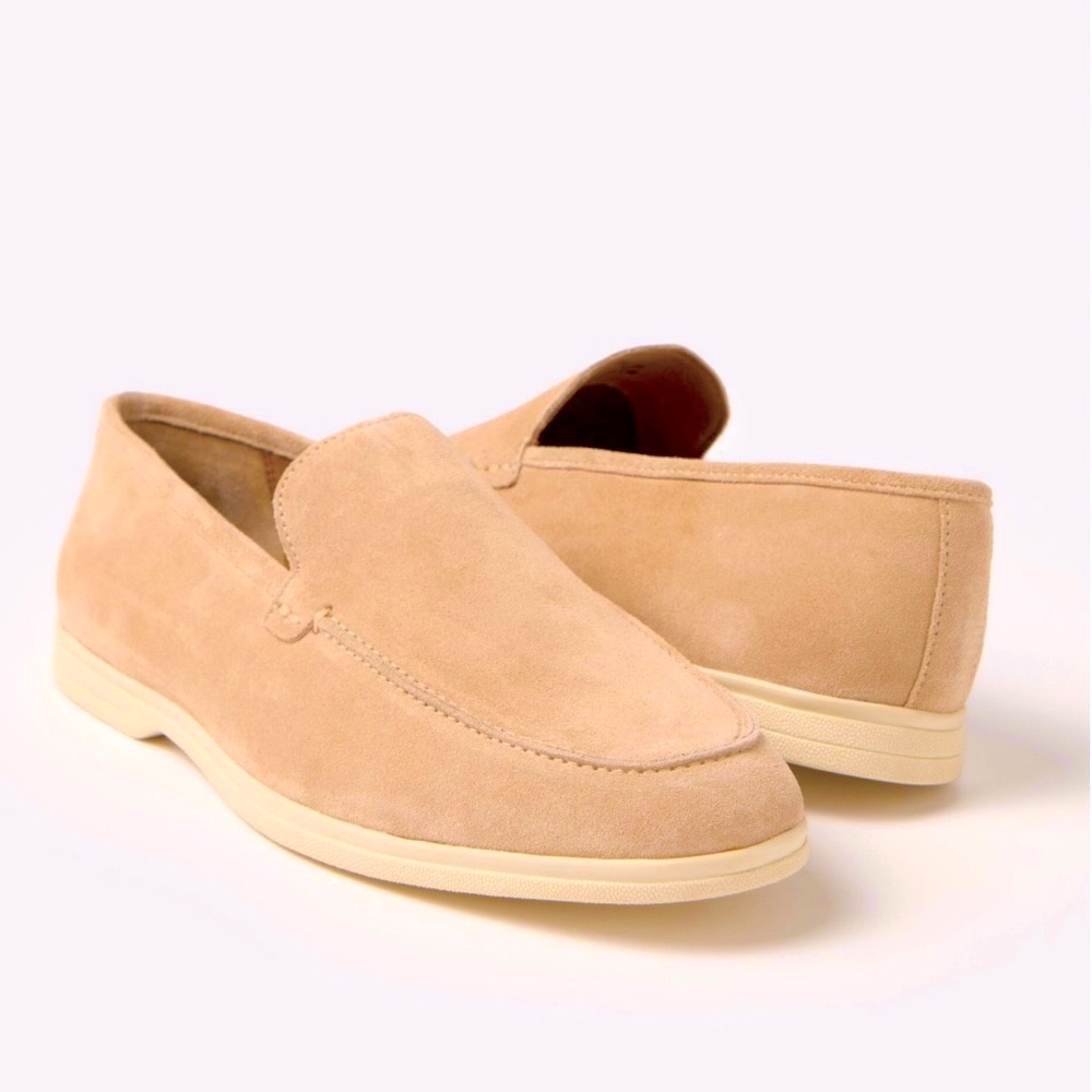 Nwt Piombo Contemporary Men's Beige Suede Leather Moccasins Loafers Eu 41 Us 8